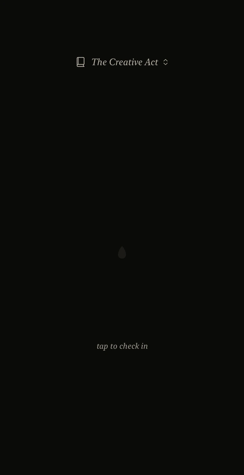 InkHour protected reading screen with the ink drop and tap to check in prompt